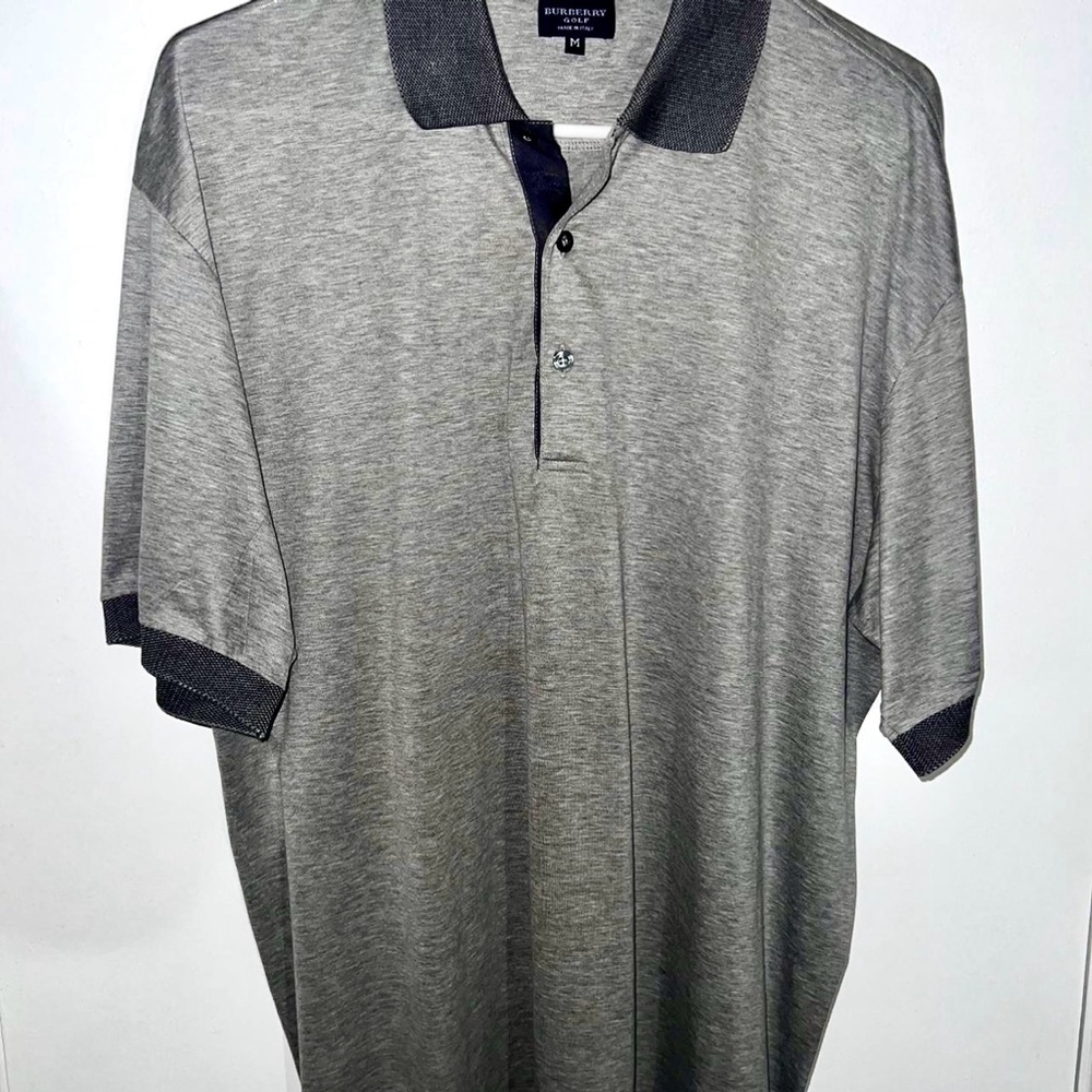 Burberry Men’s Light Gray Polo with Dark Gray Trim